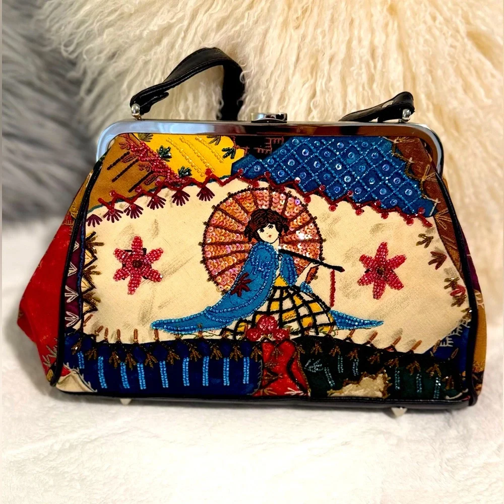 Isabella Fion Purse Lady With umbrella
Embroidered Multicolor Women's Bag - Picture 1 of 14